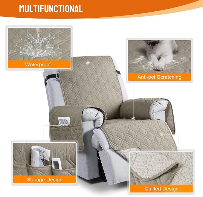 VANSOFY 100% Waterproof Recliner Chair Covers, Recliner Cover Non-Slip Dog - Image 3