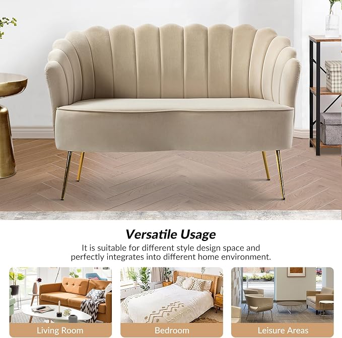 HULALA HOME Modern Velvet Loveseat Sofa - Image 6