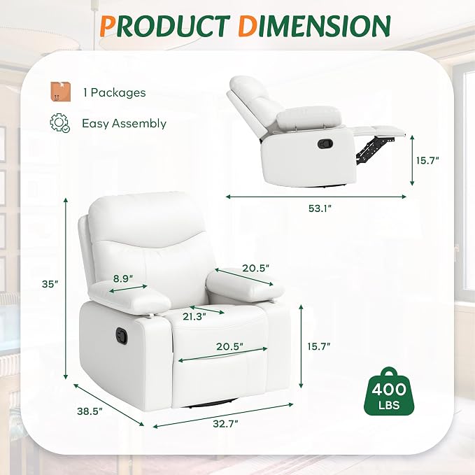 Nursery Glider Recliner with Adjustable Armrests, Oversized Comfortable Nursing - Image 2