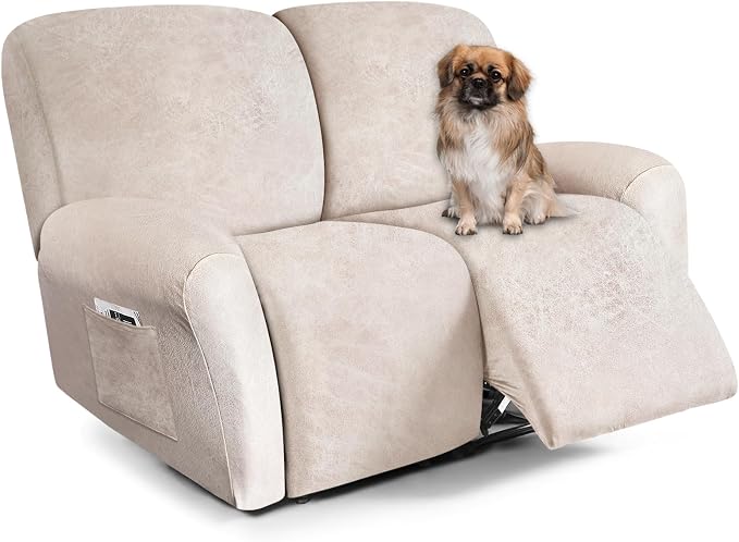 ANARACHON Loveseat Recliner Cover Leather Look Recliner Loveseat Covers - Image 8