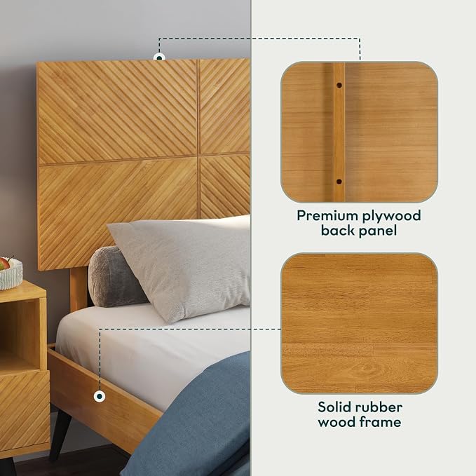 Bme Rhombus Queen Bed Frame – Solid Rubber Wood - Image 4