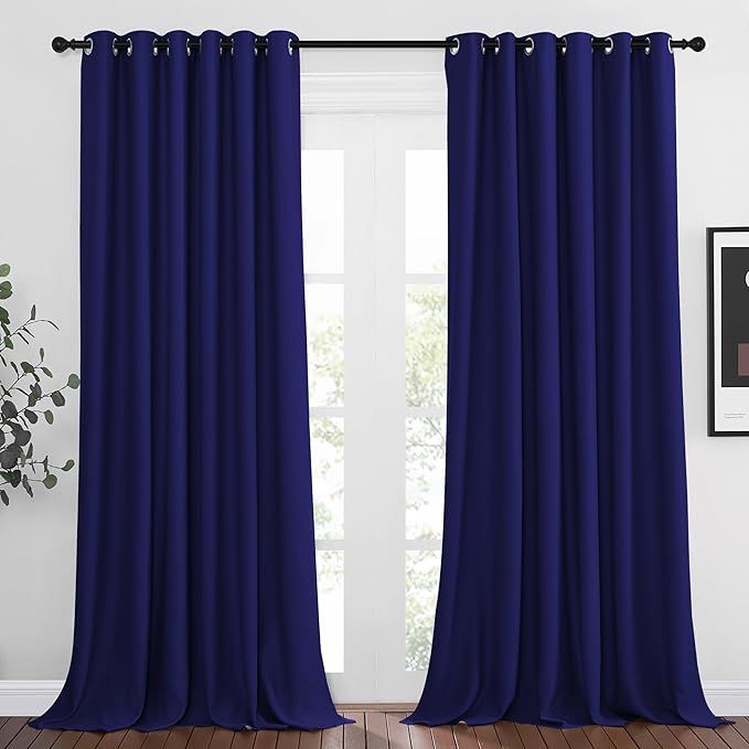 NICETOWN Navy Blue Room Darkening Curtains 108 inch Length by NICETOWN