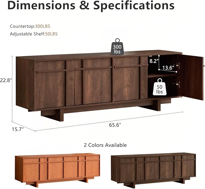 TV Stand for 75 Inch TV, Mid Century Modern TV Stand - Image 2