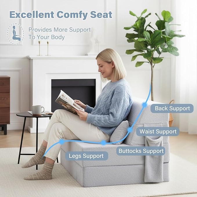 Tiita Convertible Folding Sofa Bed Single Size - Image 3