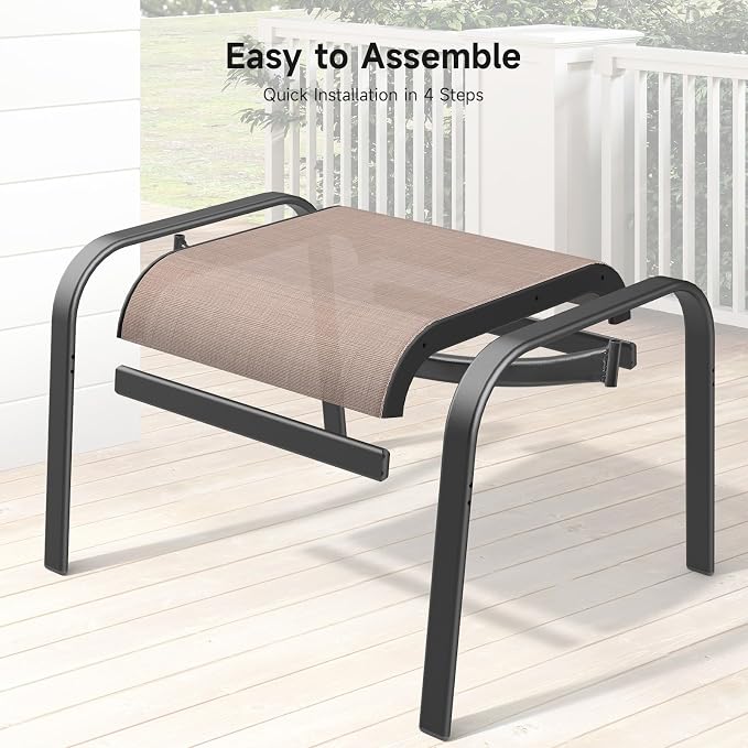 ONBRILL Outdoor Ottoman Set of 2, All Weather Outdoor Foot Stool - Image 8
