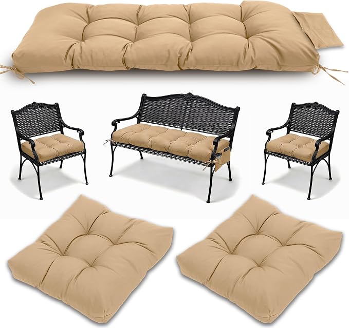 3 Pcs Wicker Chair Cushions Patio Loveseat Chaise Cushion Set by YDDSKY