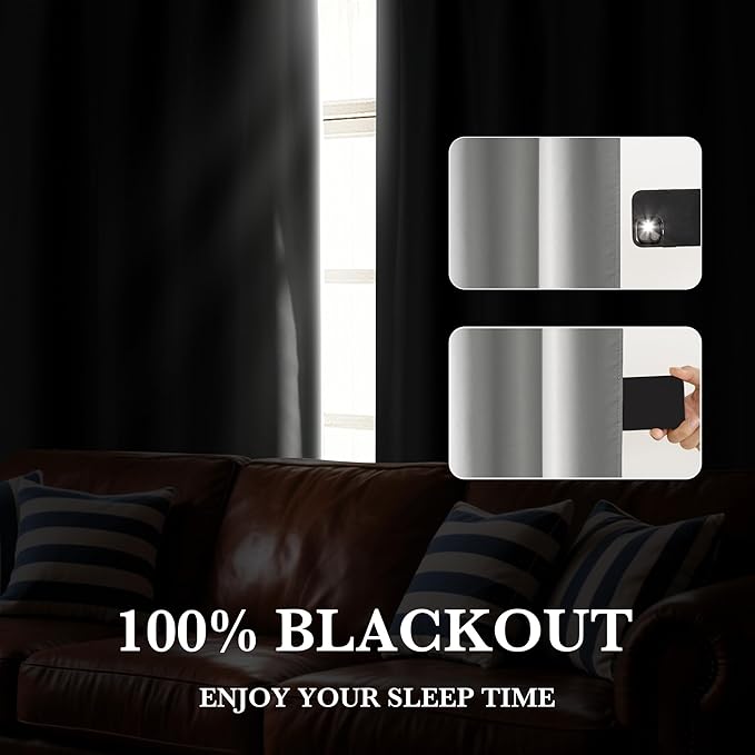 RYB HOME Bedroom Blackout Curtains 84 inches Long, 100% Blackout Thermal - Image 4