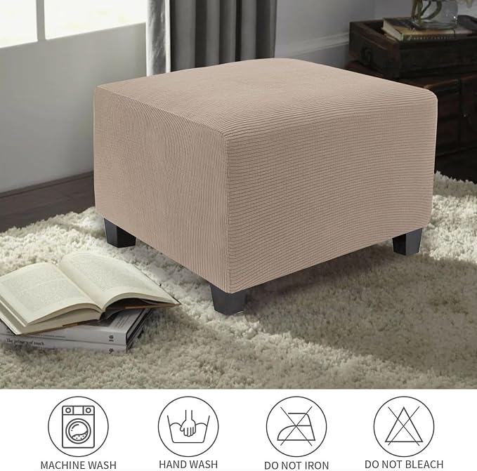 NeColorLife Stretch Ottoman Cover Square Soft Knitted Jacquard Washable Thick - Image 6
