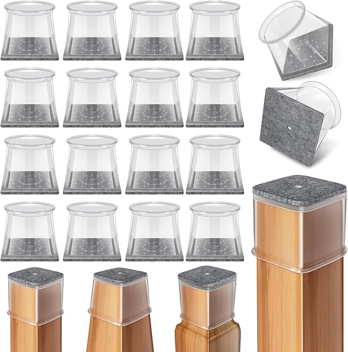 Ansible 24 Pcs Chair Leg Floor Protectors Square, Silicone Felt Furniture Leg by Ansible