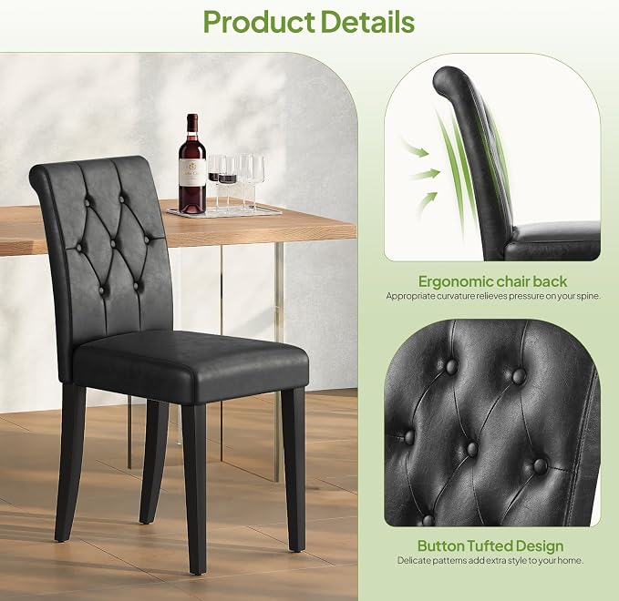 Welzona Upholstered Dining Chairs Set of 4, Button Tufted Parsons Dining Chair - Image 6