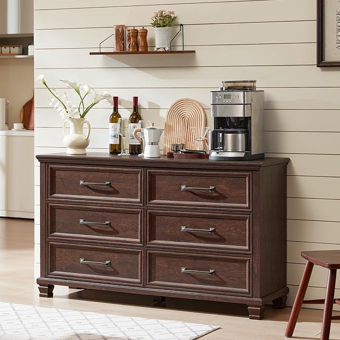 SAVOR LIFE Farmhouse Espresso 6 Drawer Dresser - Image 9