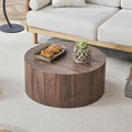 Round Coffee Table, 23.6" Modern Wood Drum Coffee Table, Round Accent Center by BAOPIN