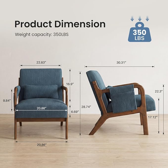 DUMOS Accent Chairs Set of 2, Mid Century Modern Accent Chair - Image 2