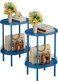 DGSANDGO Blue Side Table Set of 2, Side Tables Living Room, 2-Tier Nightstand by DGSANDGPuttheCustomerFirst