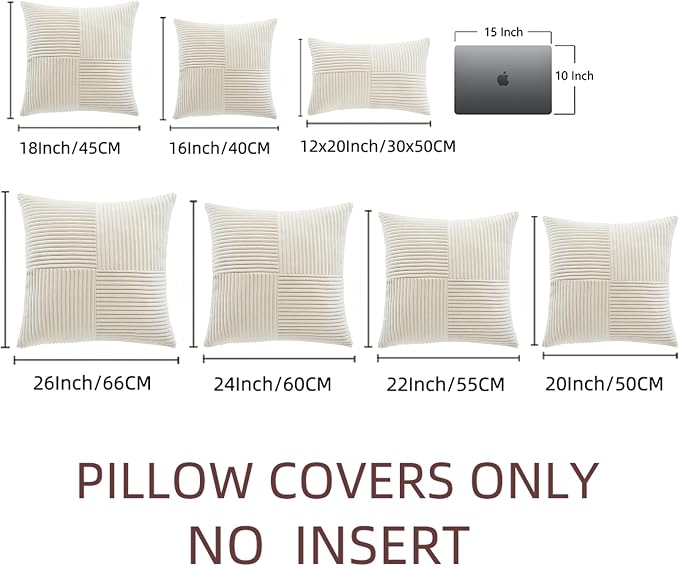 Fancy Homi 2 Packs Boho Cream Decorative Throw Pillow Covers 18x18 Inch - Image 7