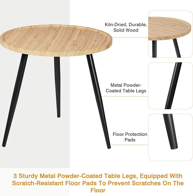 VECELO Modern Side Table, Round Small End Table, Exclusively Designed - Image 5
