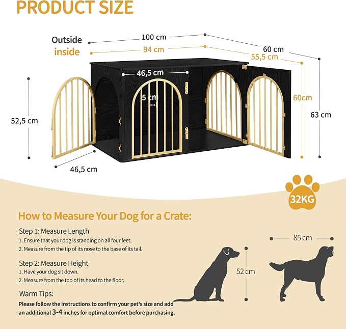 Hzuaneri 39.4" Wooden Dog Crate Furniture, Indoor Dog Kennel Dogs Cage - Image 2