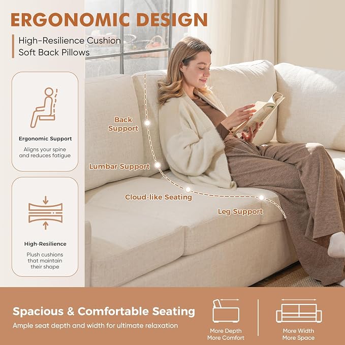 ABCASA Oversized Modular V Shaped Sectional Couches - Image 6