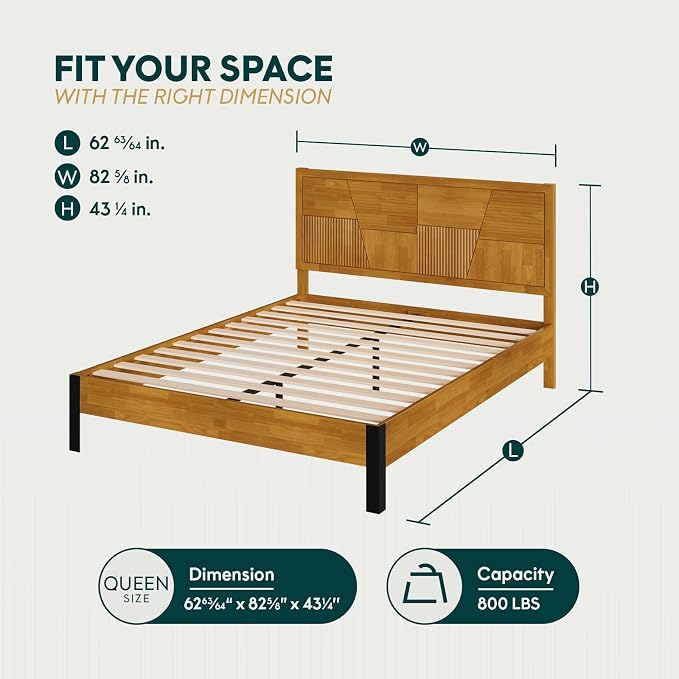 Bme Trapeze Queen Bed Frame – Modern Solid Wood Bed - Image 2