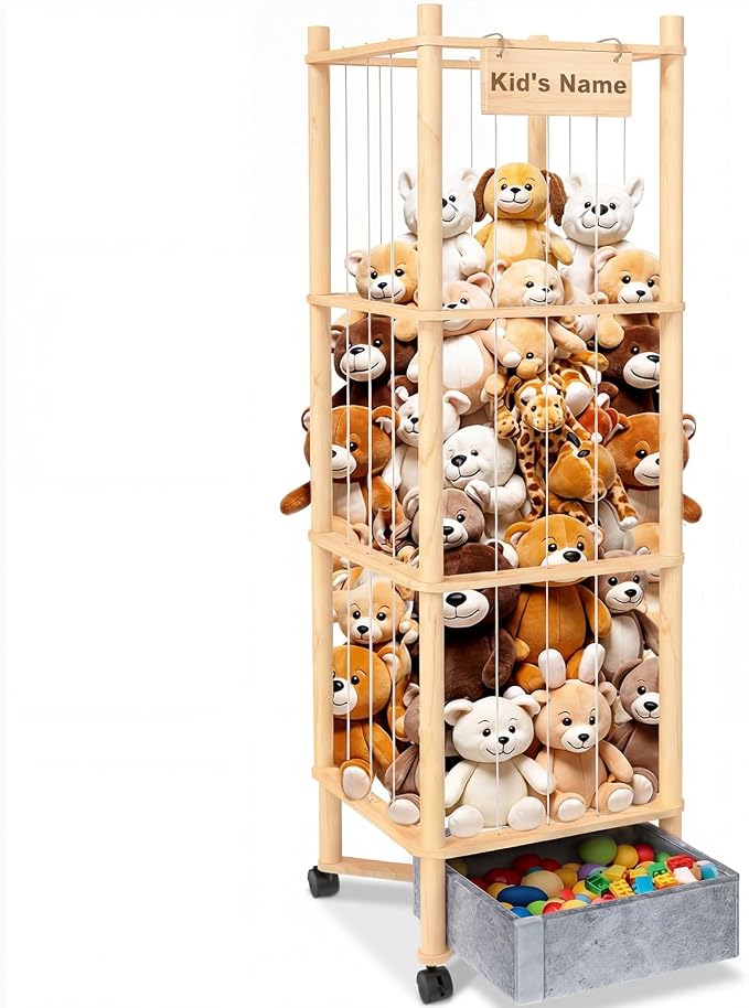 Stuffed Animal Storage with Toys Tray, 57In Large Wooden Stuffy Plushies by Unknown