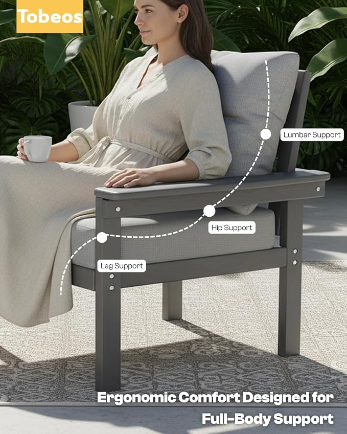 HDPE 4 Piece Patio Furniture Set, All-Weather Outdoor Couch - Image 2