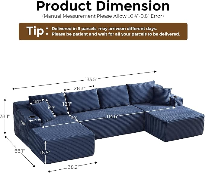 133" Oversized Cloud Boneless Sofa Couch - Image 2
