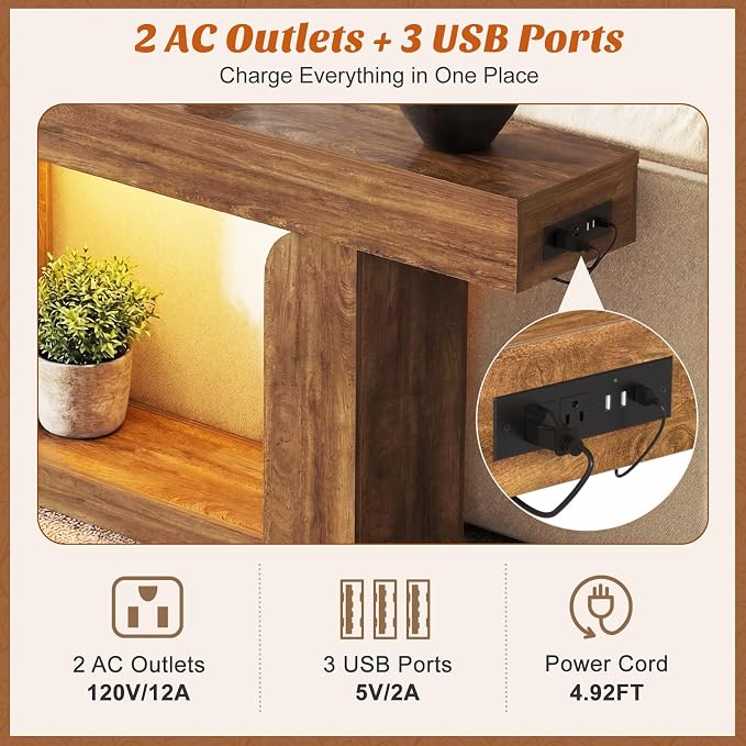 Homieasy Console Table, Farmhouse Wooden Sofa Table Behind Couch, Narrow - Image 4