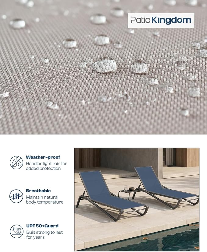 Patio Chaise Lounge Chairs Set of 6, All-Weather Aluminum Pool Loungers - Image 7
