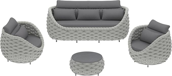 TWT Outdoor Patio Furniture Set, 5 Pieces Aluminum Sectional Sofa, Metal Patio - Image 10