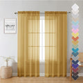 Lecloud Gold Sheer Curtains 72 Inch Length 2 Panels, Light Filtering Voile by Lecloud