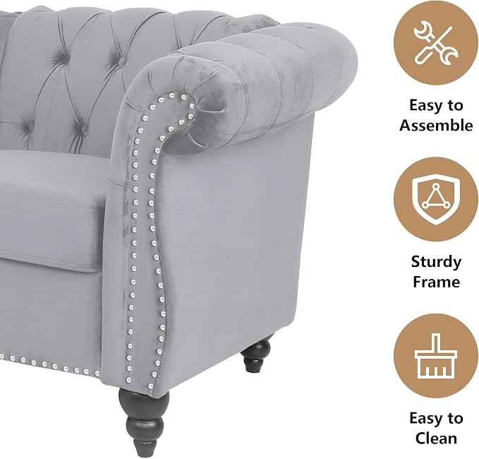 QHITTY 2 Piece Living Room Set, Sectional Chesterfield Sofa Chair Contemporary - Image 5