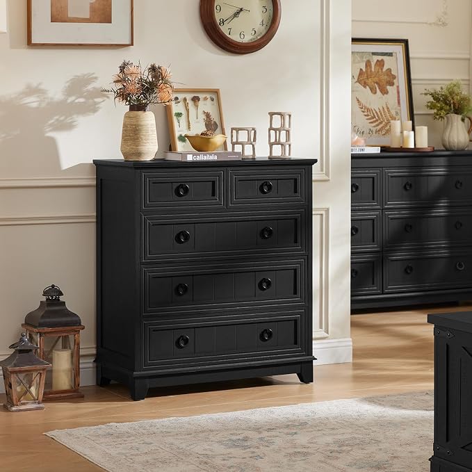 Joaxswe Farmhouse 5 Drawer Dresser - Image 7