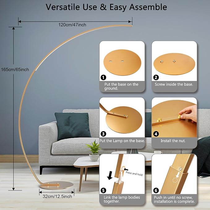 NUÜR Arc Floor Lamp, Arched Bright Floor Lamps - Image 5