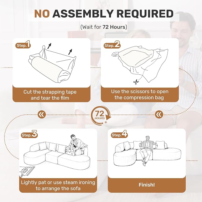 114 Inch Boneless Couches for Living Room, Modern Modular Sectional Sofa - Image 3