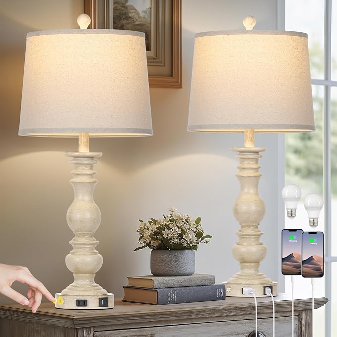 Cinkeda 28" Farmhouse Table Lamps Set of 2 - Image 7