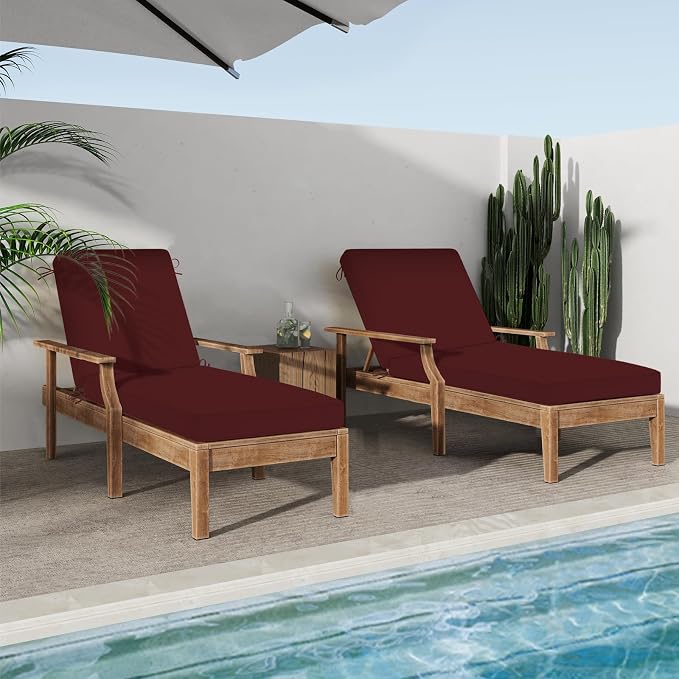 Chaise Lounge Cushions Outdoor, 4 Adjustable Ties Lounge Chair Cushions - Image 7