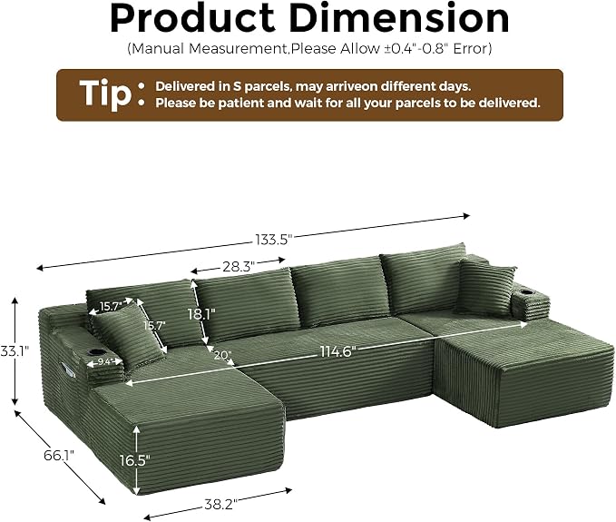 133" Oversized Cloud Boneless Sofa Couch - Image 2