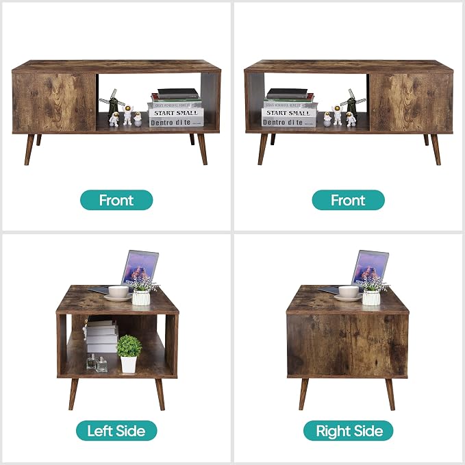 ZenStyle Mid Century Modern Coffee Table, Wooden Retro Coffee Table - Image 6
