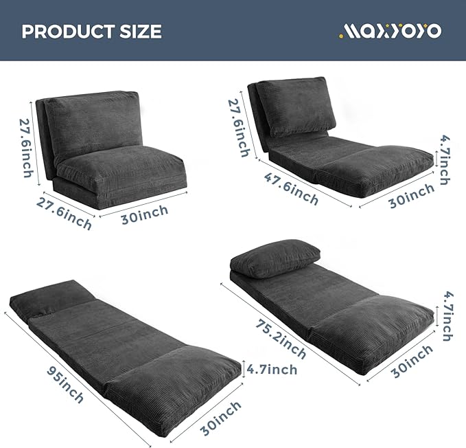 MAXYOYO Folding Sofa Bed, Extra Thick and Long Floor Sofa Convertible Sleeper - Image 2