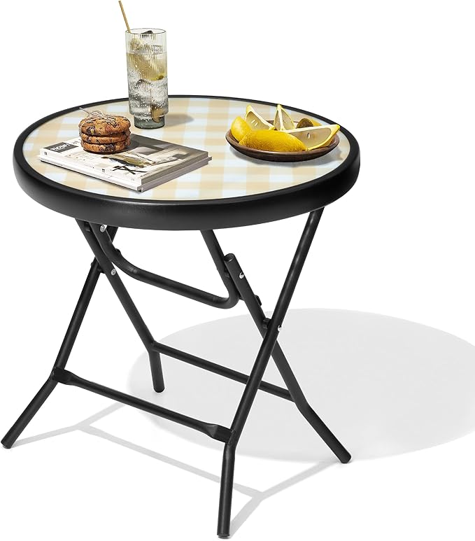 Foldable Patio Side Tables, 17.7" Small End Table Outdoor Weatherproof - Image 6