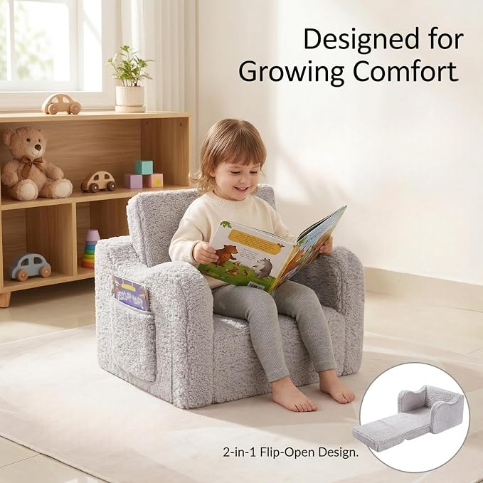 MOMCAYWEX Kids Sofa, 2-in-1 Flip-Out Foam Couch - Image 3
