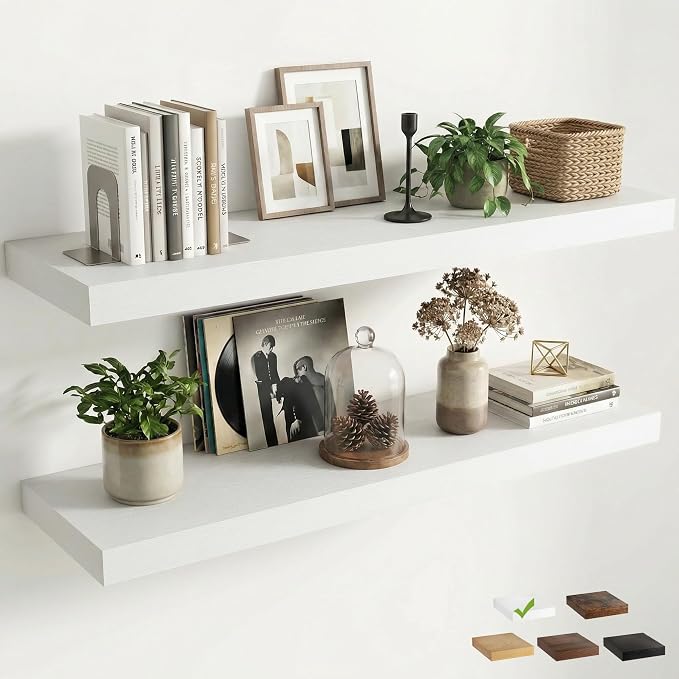12 inch Deep Floating Shelves for Wall, 48 inch Wide Engineered Wood Wall by Venusmiles