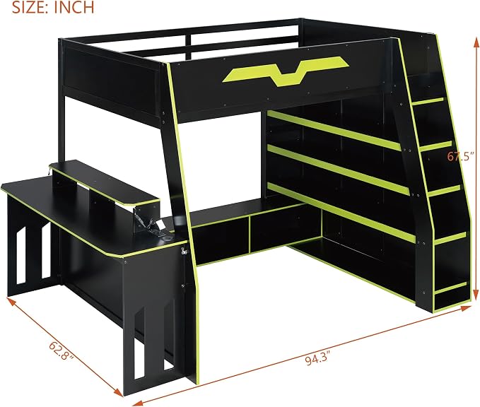 Full Size Wood Esports Loft Bed - Image 2