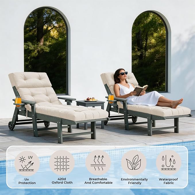 Outdoor Chaise Lounge Cushion, Waterproof 74.4x22x4.7 Inch Thick Cotton Filled - Image 7