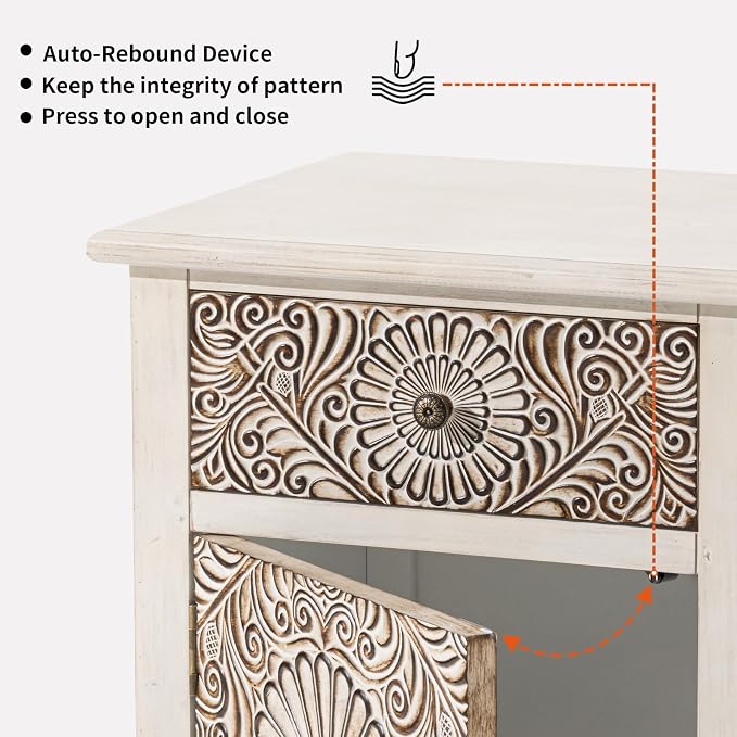 HOMPUS Night Stand Set 2, Vintage Nightstand - Image 7