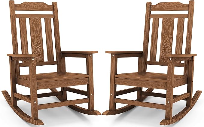 SERWALL Oversized Rocking Chair Set of 2 Outdoor, HDPE Outdoor Rocking Chairs by SERWALL