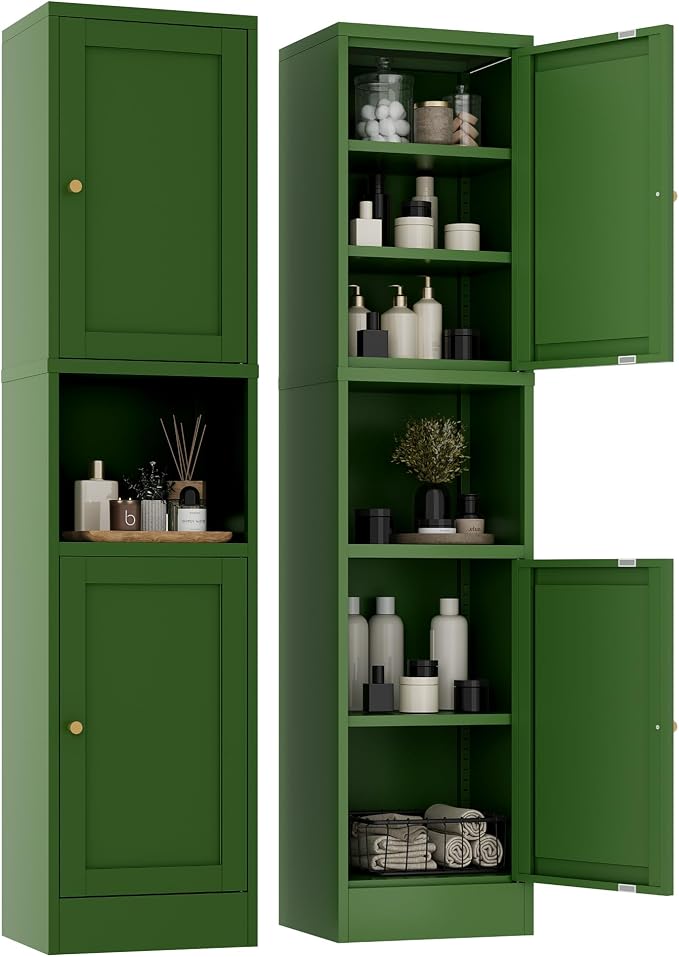 YAUWOH 2-Door Metal Storage Cabinet, Tall Slim Pantry Organizer by YAUWOHFactoryOutletsColorfulMetalFurniture