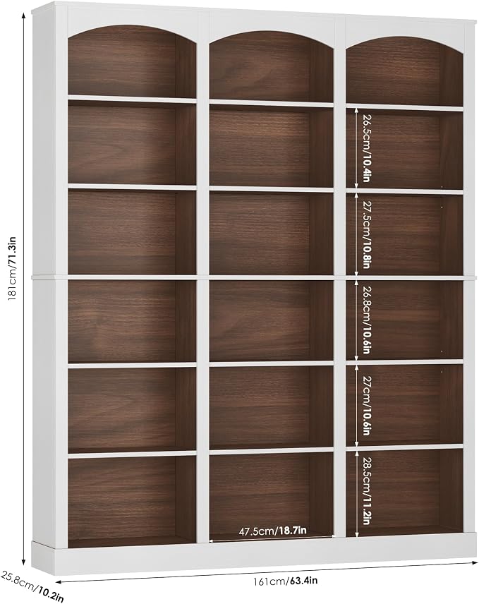 FACBOTALL 71" Triple Wide Bookshelf, 6 Tier Tall Bookshelf, Large Bookcase - Image 3