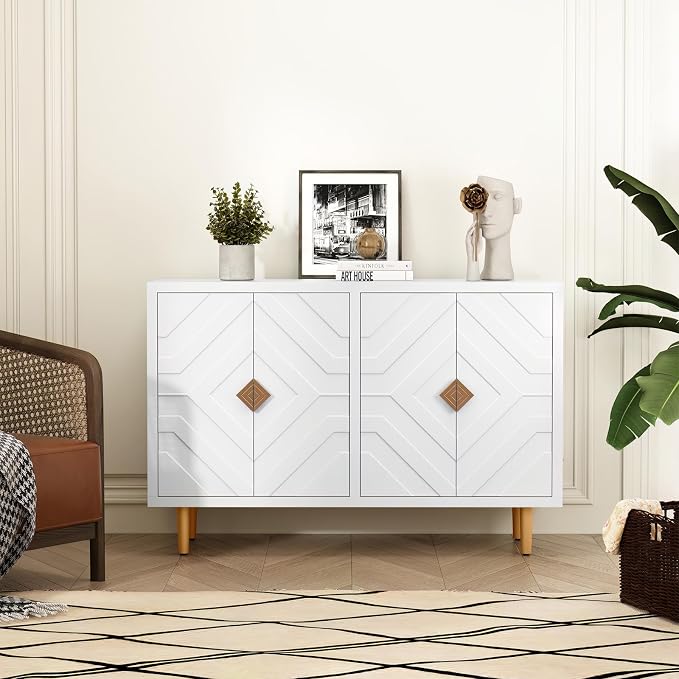 HLR 48'' Buffet Cabinet with 4 Doors and Shelves, Modern Credenza Storage - Image 3