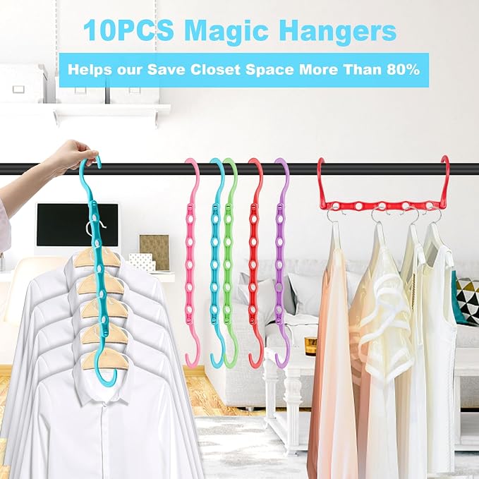 DUCOO Space Saving Hangers 10 Pack, Heavy Duty Magic Cascading Hanger Organizer - Image 3